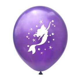 10pcs Mermaid Birthday Latex Balloon Mermaid Balloon Number Age Balloon Ready Stock (Color: 10pcs purlpe)