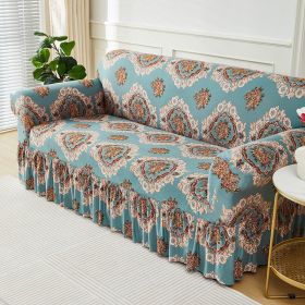 Furniture Protector For Living Room Bedroom Office Home Decor Elastic Sofa Cover With Skirt Dustproof Non-slip Sofa Cover (Specification: 4-Seater-235-300cm, Color: 7)