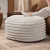 Jaxx Paran Accent Pouf - Fluffy Faux Fur Ottoman for Modern Interior Design, Large