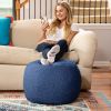 Jaxx Ellis Ottoman Shearling Faux-Lamb Plush Pouf for Modern Interior Design, Small