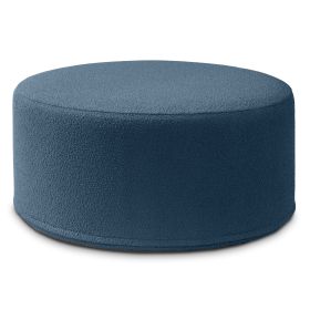 Jaxx Candler Round Couch Ottoman Oversized Giant Coffee Table & Foot Rest, 36, Luxe Boucle (Color: Boucle Navy)