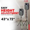 5 Core Speaker Stand Pair w RGB Tripod Floor Heavy Duty Adjustable Up to 72 Inch DJ Studio Monitor Stands Pole Mount-  SS HD LGT