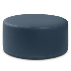 Jaxx Candler Round Couch Ottoman Oversized Giant Coffee Table & Foot Rest, 36, Premium Faux Leather (Color: Faux Leather Oxford Blue)