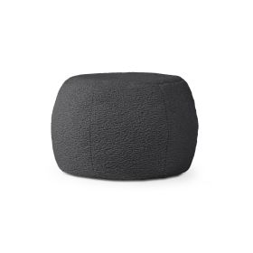 Jaxx Ellis Ottoman Shearling Faux-Lamb Plush Pouf for Modern Interior Design, Small (Color: Black)