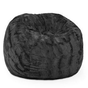 Jaxx Saxx 3 Foot Bean Bag Chair - Faux Fur - Fun Colors (Color: Black)