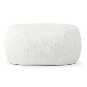 Jaxx Ellis Ottoman Shearling Faux-Lamb Plush Pouf for Modern Interior Design, Oval (Color: Cloud)