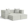 Jaxx Zipline Convertible Sleeper Loveseat & Ottomans, Textured Microvelvet