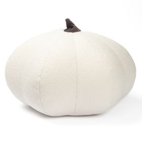Jaxx Pumpkin Pouf - Luxurious Ottoman for Fall & Halloween Decor (Color: Boucle White)