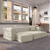 Jaxx Zipline Convertible Sleeper Sofa & Three Ottomans/California King-Size Bed, Textured Microvelvet