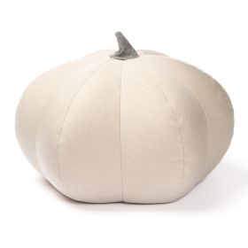 Jaxx Pumpkin Pouf - Luxurious Ottoman for Fall & Halloween Decor (Color: Sunbrella Flax)