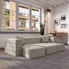 Jaxx Zipline Convertible Sleeper Sofa & Three Ottomans/California King-Size Bed, Textured Microvelvet